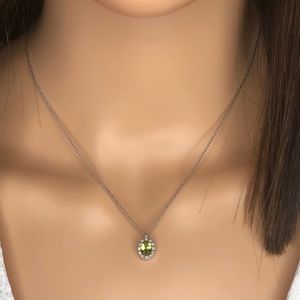 14KT White Gold Diamond Peridot Necklace